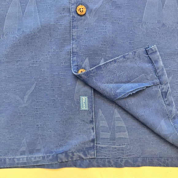 Tommy Bahama 100% SILK Blue Sailboat Bird Print Button Up Relax Fit Shirt B5/9 - Picture 5 of 11
